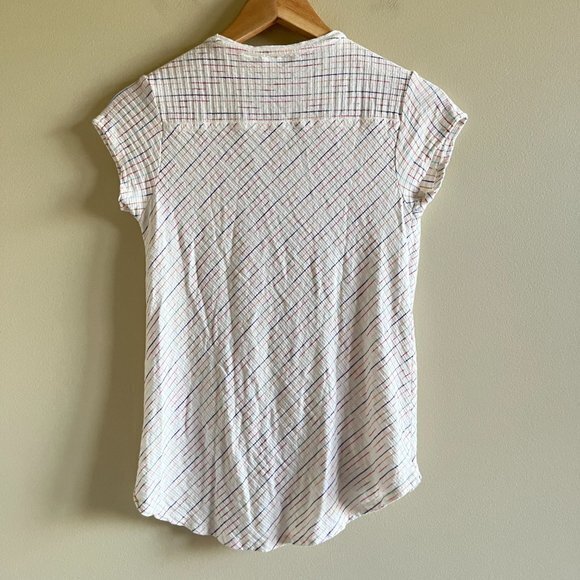 Anthropologie Maeve Rainbow White Leila Wrap Top Size XS Short Sleeve Pullover - Picture 4 of 4